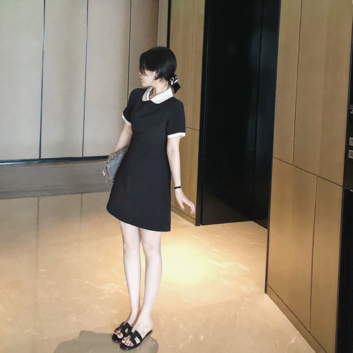 misslady自留俏皮风娃娃领小黑裙