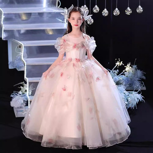 花仙子中学生少儿主持人模特超仙晚礼服小女孩气质蓬蓬裙钢琴长裙