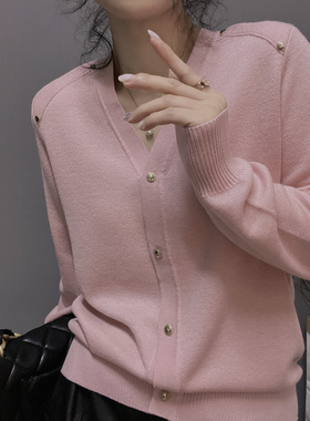 衣唯硕87066针织开衫女薄款钉珠上衣新款洋气百搭时尚女毛衣外套