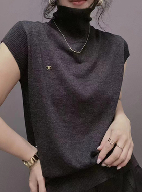 衣唯硕87092新款高领小金标超细羊毛宽边包袖打底衫针织衫女