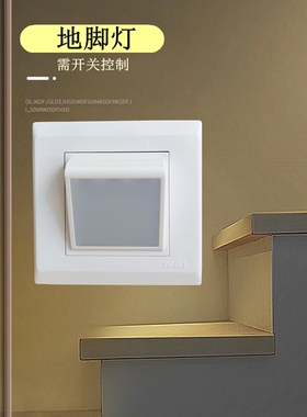 泰力暗装地脚灯起夜灯嵌入式开关控制地脚壁脚夜灯86型白色踏步灯