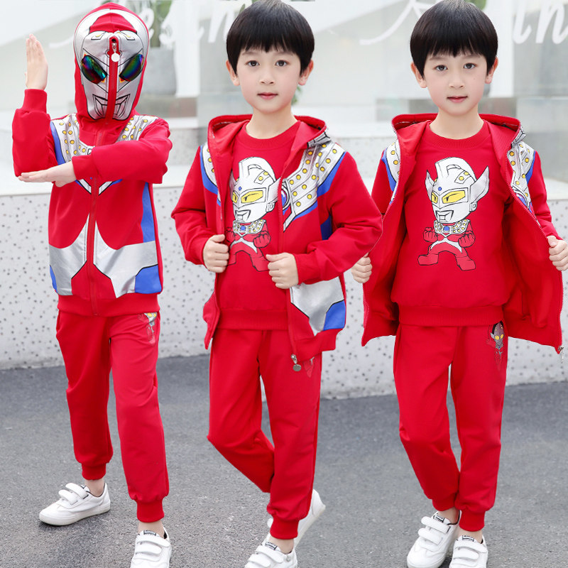 奥特曼衣服三件套男童春装套装2020新款春秋运动男孩儿童小孩童装