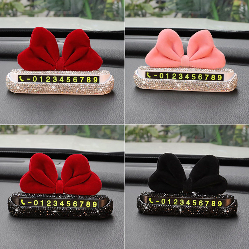 在逃公主蝴蝶结汽车临时停车电话号码牌女挪车牌镶钻车内装饰摆件,汽车用品/电子/清洗/改装,停车号码牌,淘宝优惠券,粉丝福利购,淘宝优惠卷