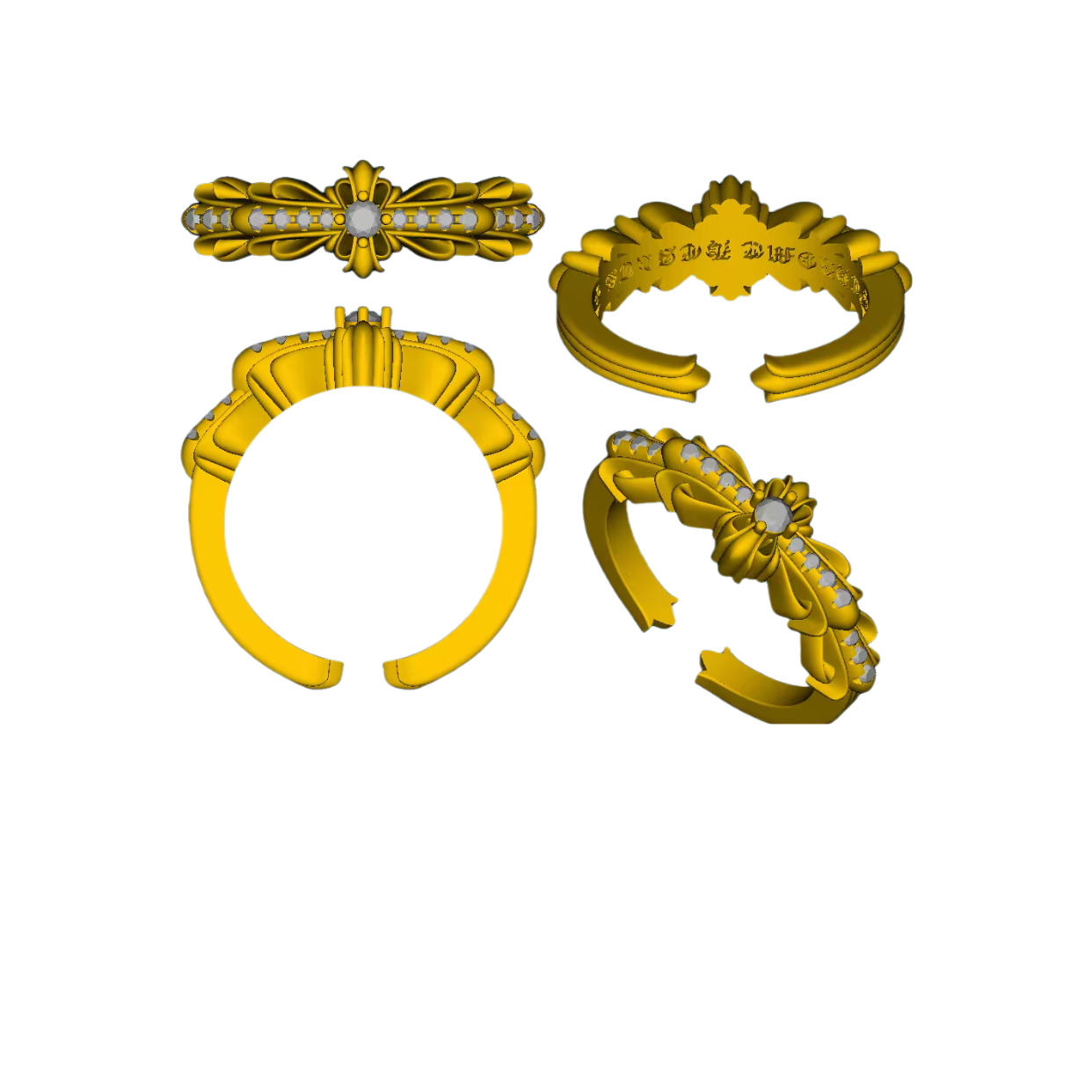 新款十字镶嵌开口戒指黄金石膏模具黄金银首饰居家打金石膏模具