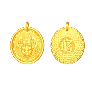 新款黄财神八宝罗盘吊坠黄金石膏模具镂空吊坠挂件居家打金模具