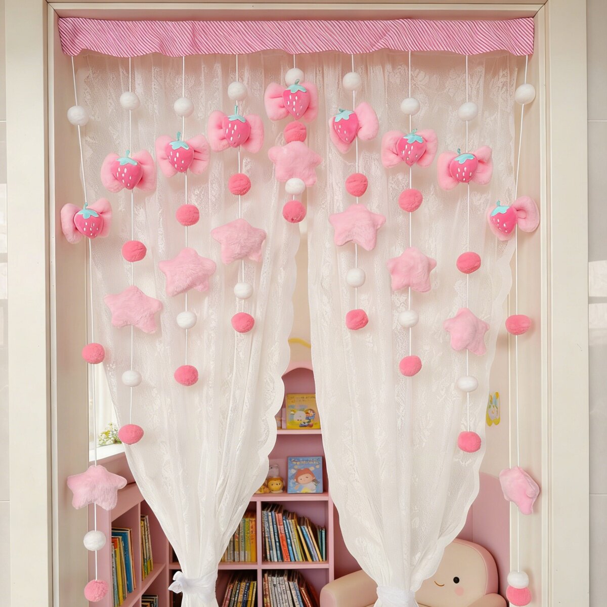 草莓园蝴蝶结星星玄关厨房卫生间房间宿舍租房幼儿园门帘装饰帘子