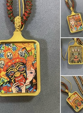 纯铜唐卡吊坠扎基拉姆前世今生景区寺院纪念品批发大黑天配饰牌