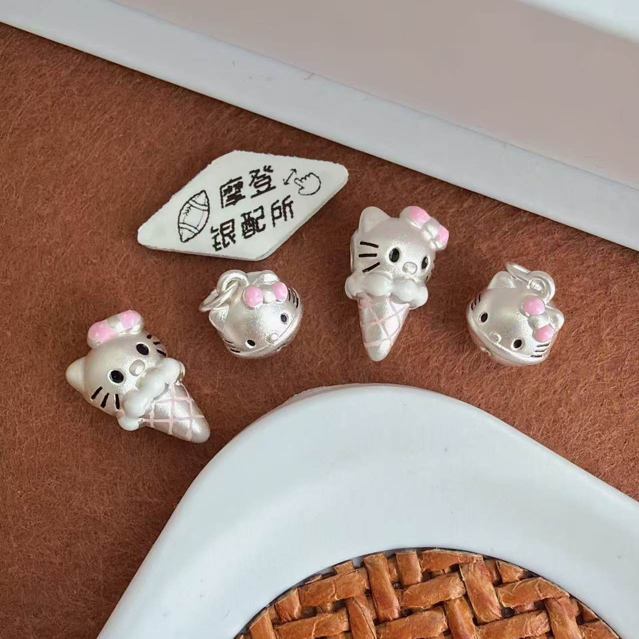 足银999纯银KT猫铃铛吊坠手作diy编绳项链凯蒂猫甜筒散珠配件材料,饰品/流行首饰/时尚饰品新,其他DIY饰品配件,淘宝优惠券,粉丝福利购,淘宝优惠卷