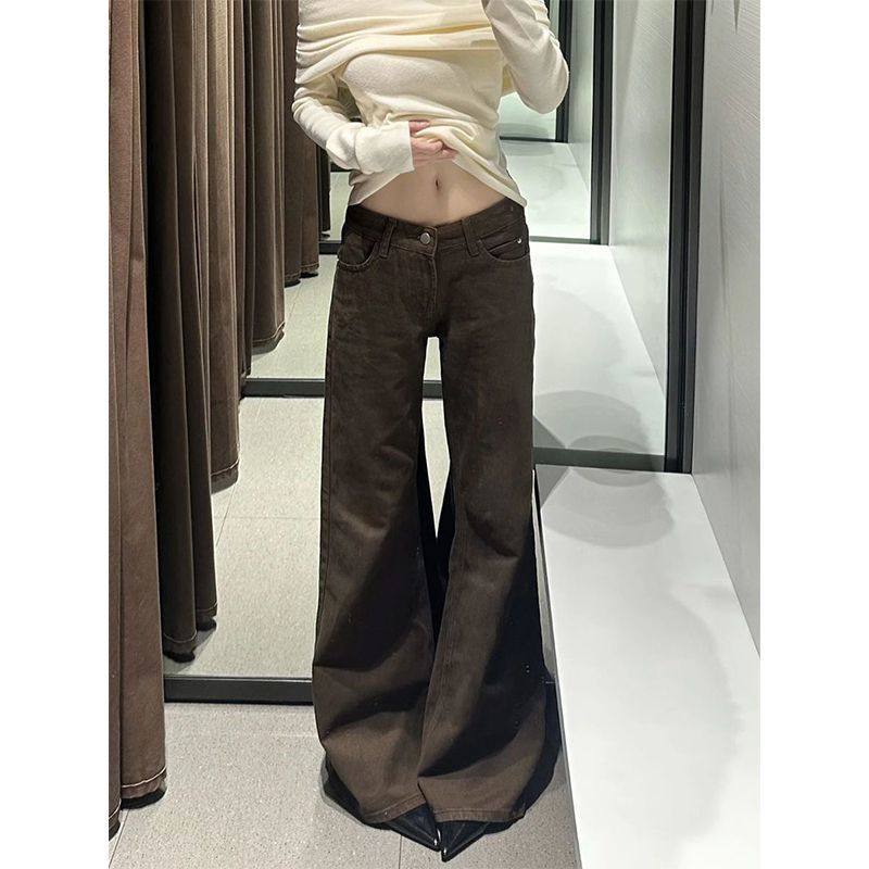 小个子一米五美拉德咖色女辣妹低腰微喇牛仔裤喇叭阔腿休闲长裤子,女装/女士精品,牛仔裤,淘宝优惠券,粉丝福利购,淘宝优惠卷