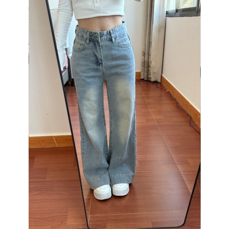 小个子一米五复古浅蓝色微喇阔腿牛仔裤新款宽松喇叭长裤女ins潮,女装/女士精品,牛仔裤,淘宝优惠券,粉丝福利购,淘宝优惠卷