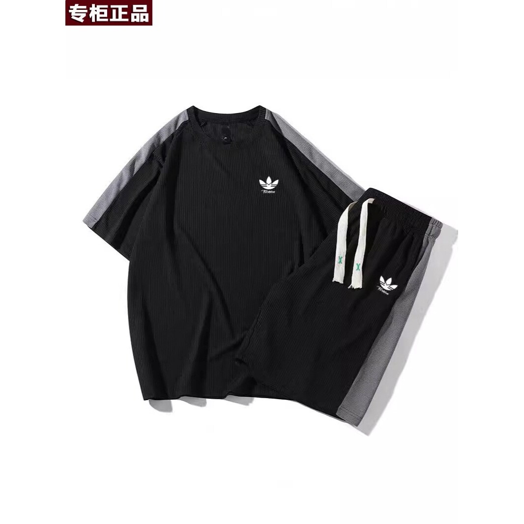 奥莱国际旗舰店唯品会夏季情侣运动套装潮牌短袖T恤休闲透气宽松