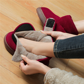 外穿脚臃肿大开口牛筋底老人保暖棉拖鞋 冬季 加绒加厚男女高帮棉鞋