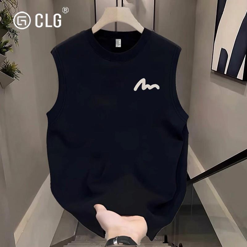 香港CLG潮牌重磅纯棉背心男坎肩夏季宽松圆领无袖t恤潮流运动汗衫