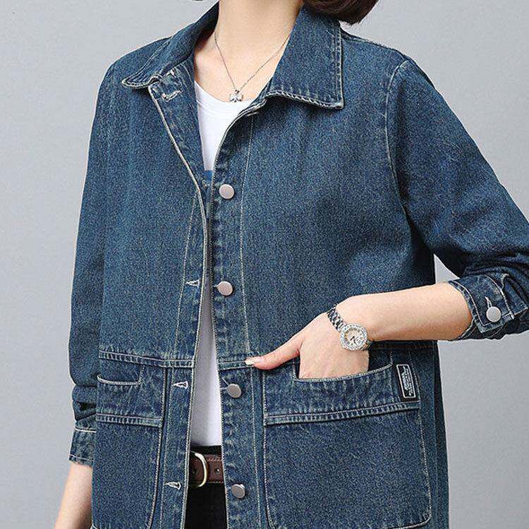 休闲牛仔外套女2026春季新款宽松百搭大码短款小个子妈妈夹克上衣