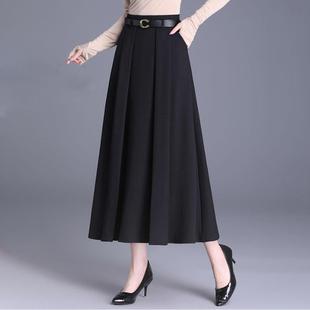 高腰显瘦遮胯大摆伞裙垂感a字长裙子 黑色半身裙女春秋2025年新款
