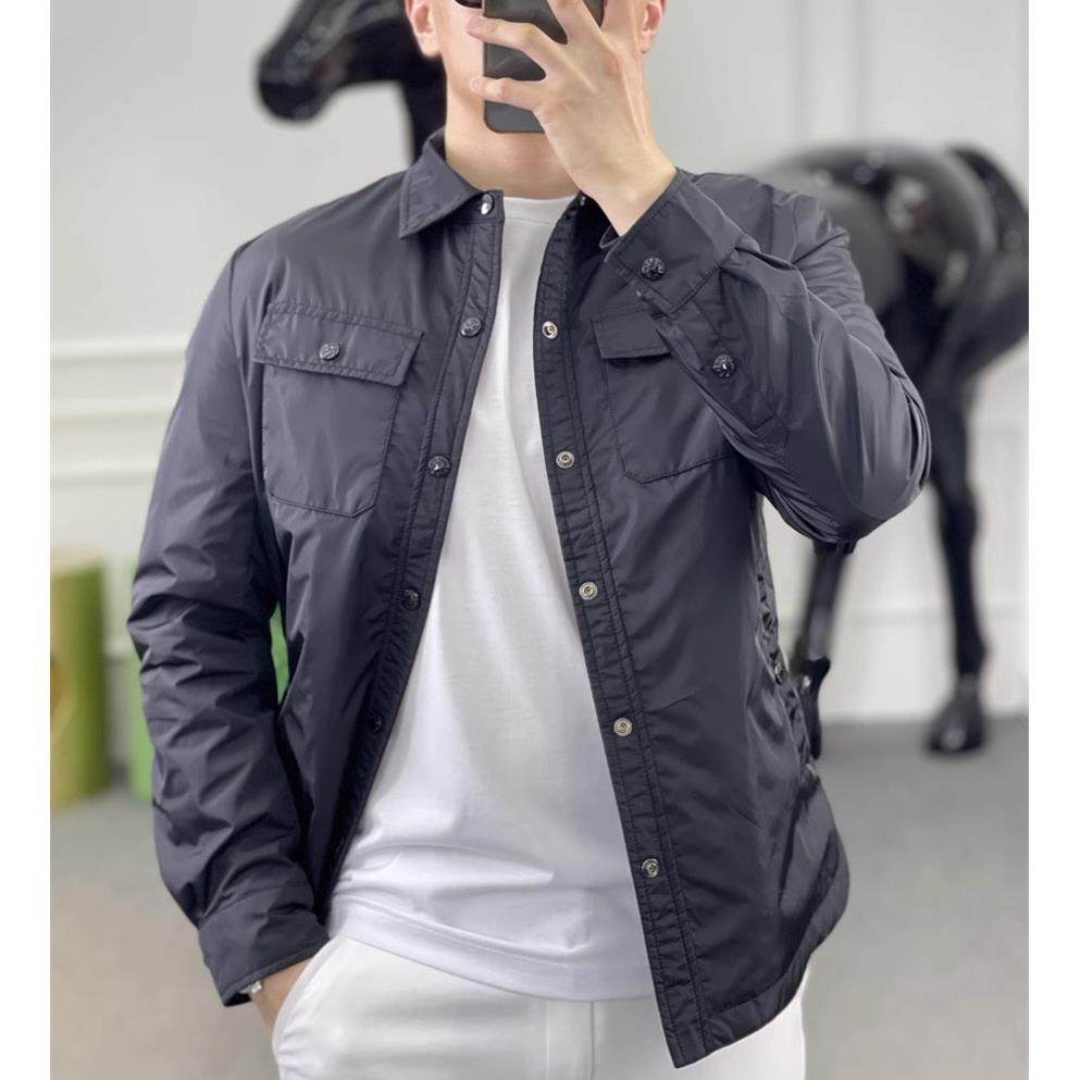 欧洲站秋冬季新款口袋外套男士翻领休闲欧货轻奢黑色个性百搭夹克