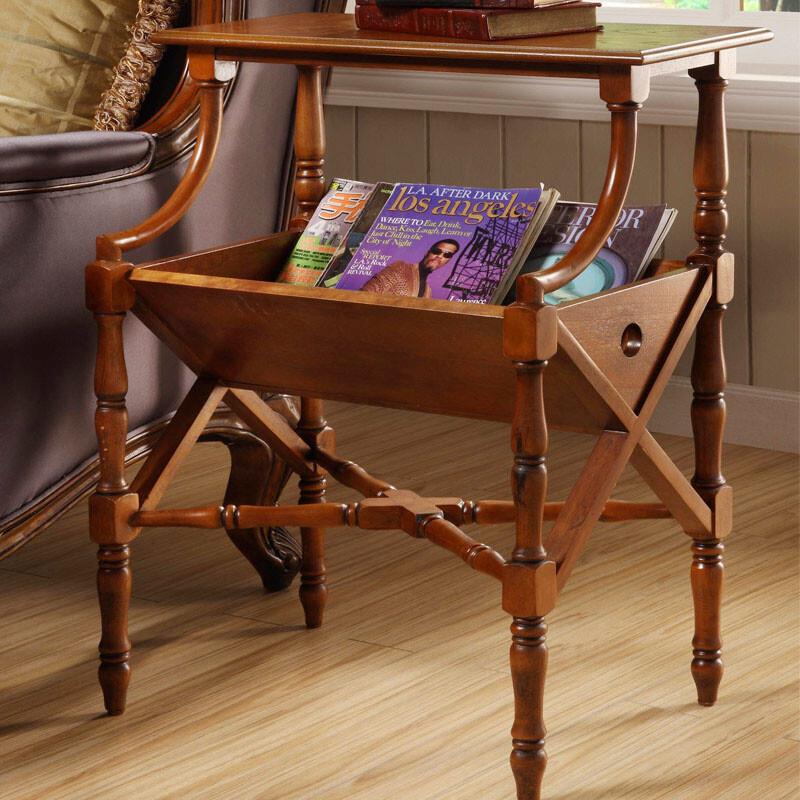 馨华源木业(XHYFURNITURE)轻奢美式杂志架复古落地书报架欧式实木