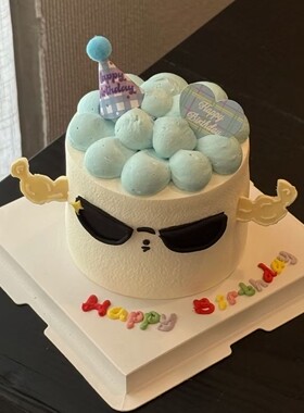 网红正是闯的年纪墨镜男神生日蛋糕装饰摆件亚克力肌肉手臂插件