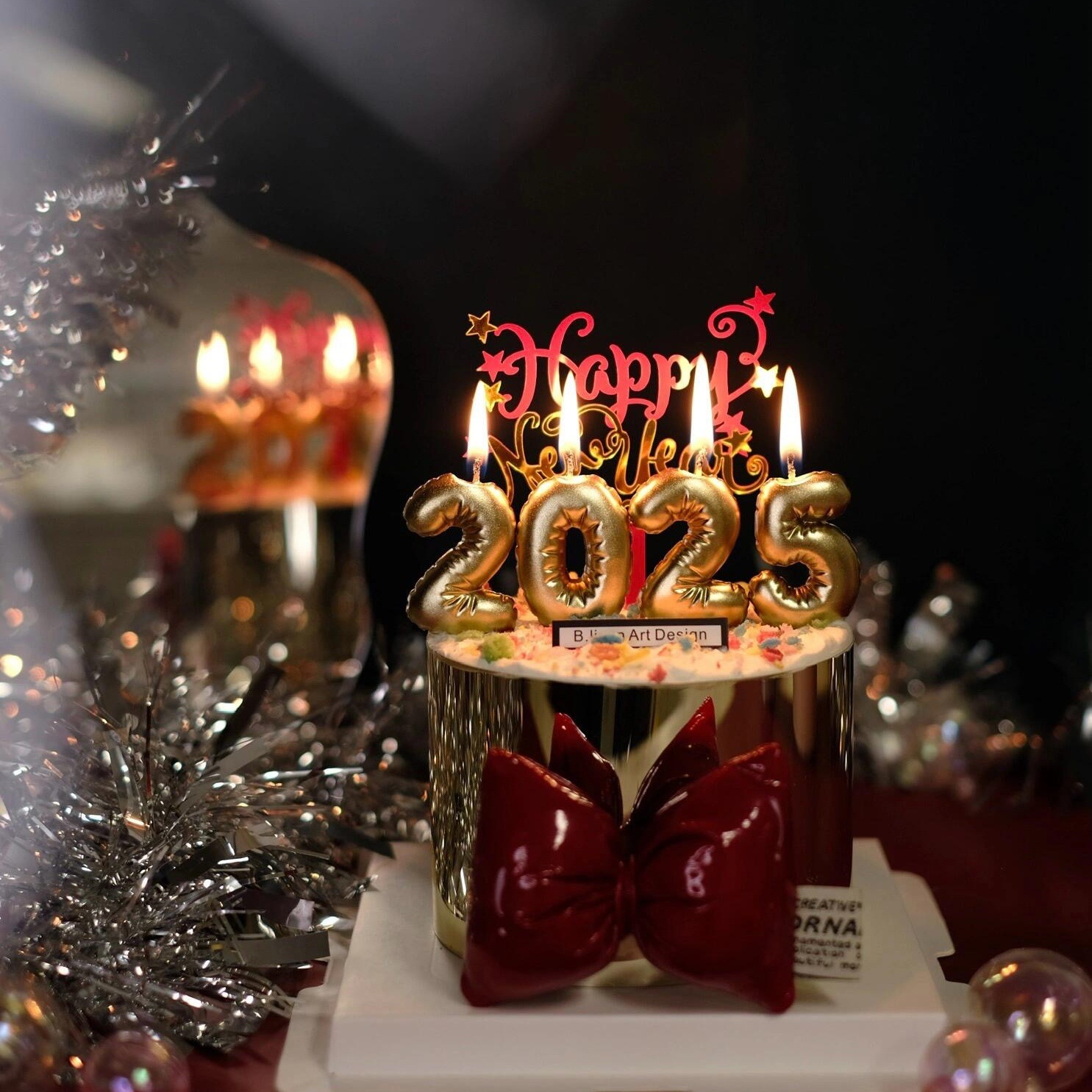2026数字蜡烛蛋糕装饰金色跨年蜡烛蛋糕插件新年蜡烛氛围派对装扮