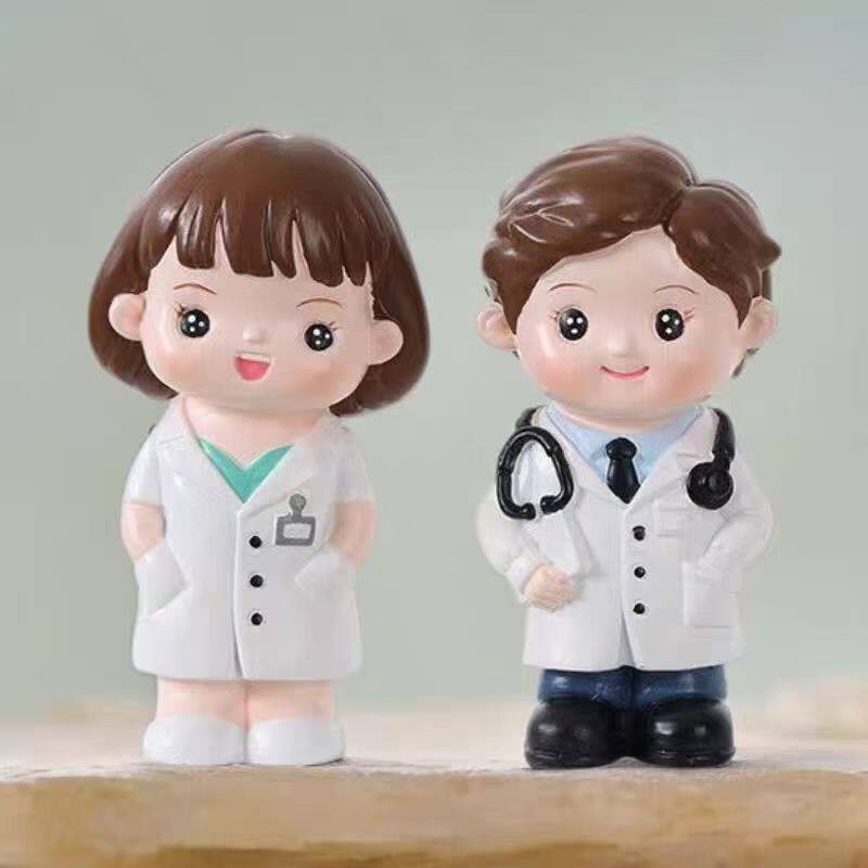 2025中国医师节蛋糕装饰白衣天使男女医生摆件医护人员节日装扮
