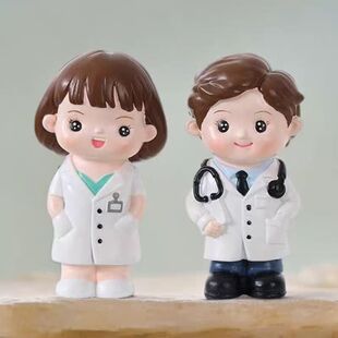 2025中国医师节蛋糕装饰白衣天使男女医生摆件医护人员节日装扮