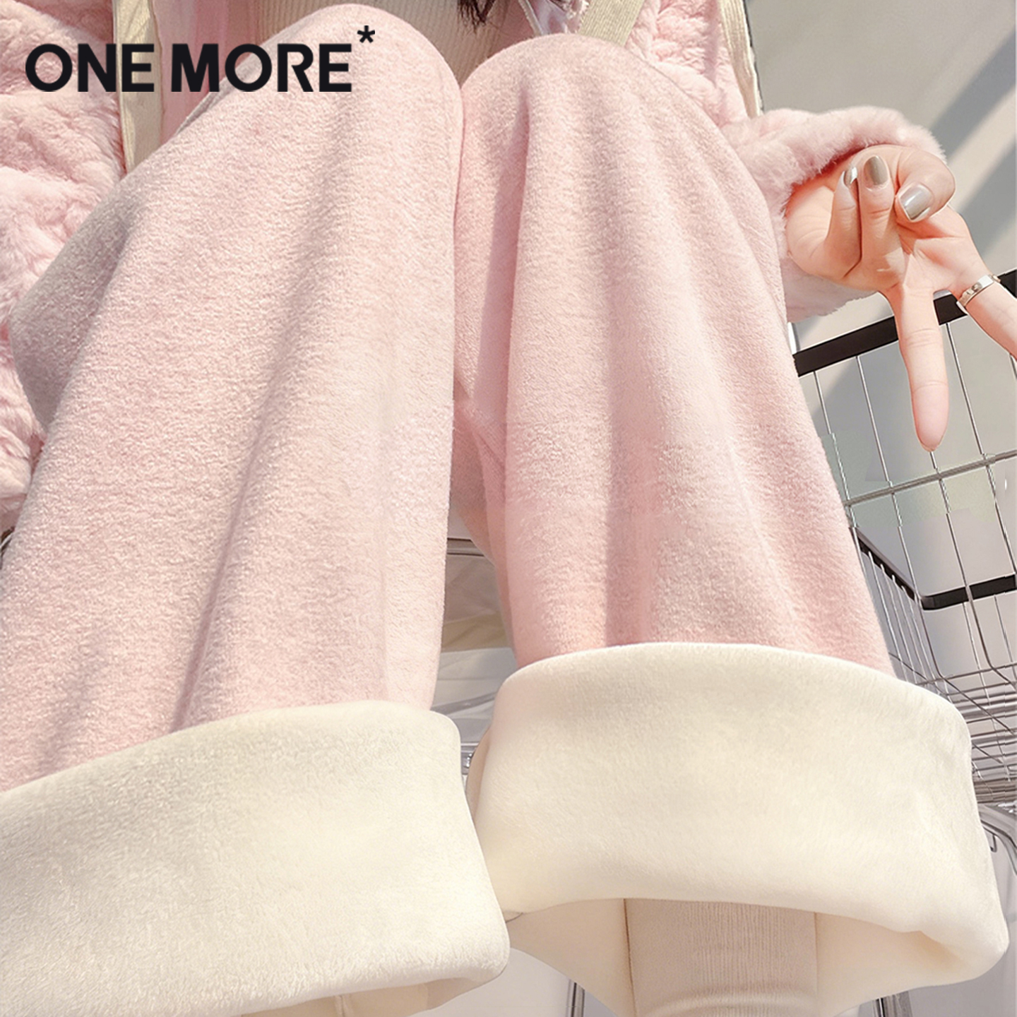 onemore加绒裤子女冬季加厚保暖