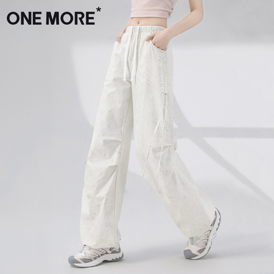onemore白色扎染工装裤女休闲裤