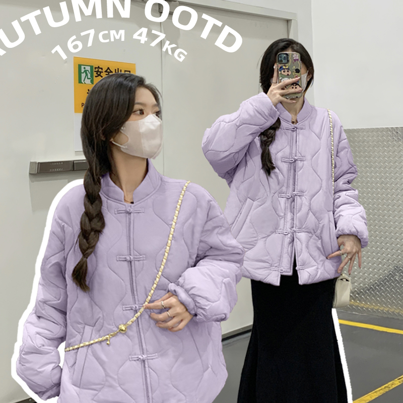 one more新中式国风棉服女装2025新款冬季立领复古盘扣改良棉袄S
