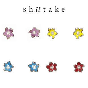 Shiitake【汪苏泷同款】绽放系列珐琅滴釉小花耳钉黄色蓝色紫色