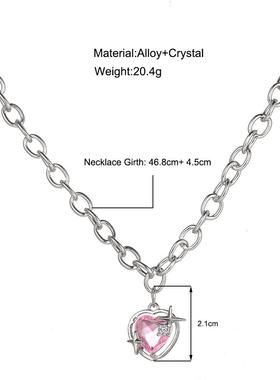 粉红色的心吊坠项炼粉红色的心吊坠锁骨炼妇女的心吊坠项炼