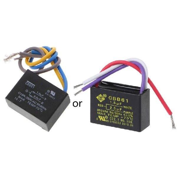 Black CBB61 1.5uF+2.5uF 3 Wires AC 250V 50/60Hz Capacitor