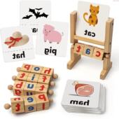 Reading Rods Blocks Wooden Short Vowel Spelling Games记忆架