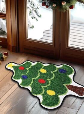 Christmas Tree Shape Floor Mat Anti Slip Entrance Door Bedro