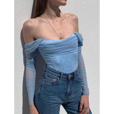 Summer Corset Top Women Y2k Tops Blue Boycon Crop Top Clubwe