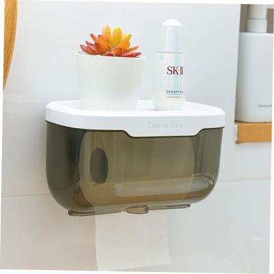 Toilet Paper Holder Wall Mounted Tube Tray Tissue Box Shelf