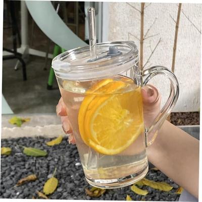 450ml coffee TEA cup mug glass straw drink home office cups