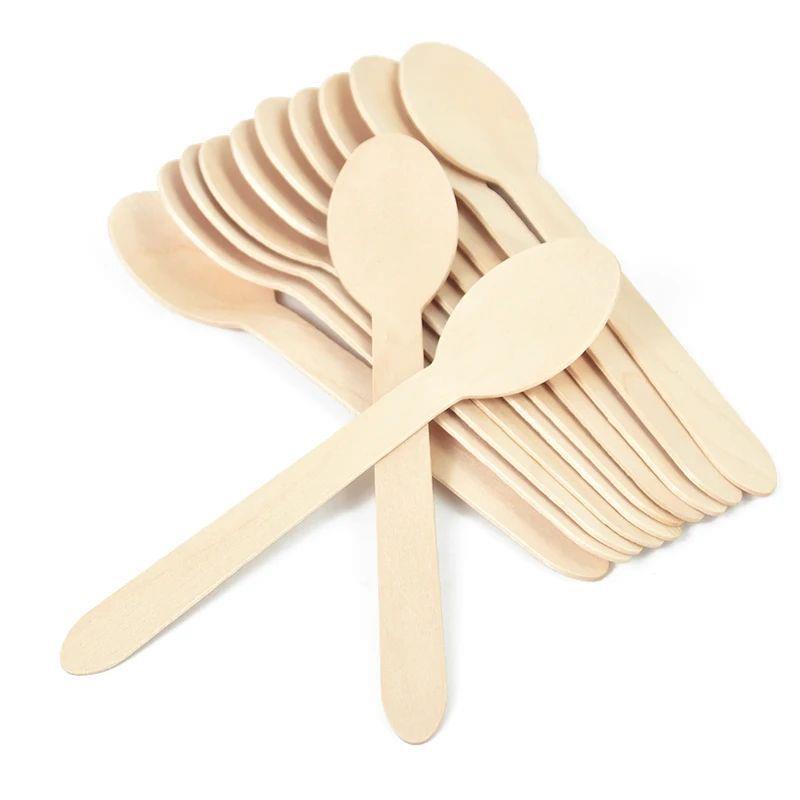 Disposable Wooden Spoon Fork Knife Cutlery Set Rustic Weddin