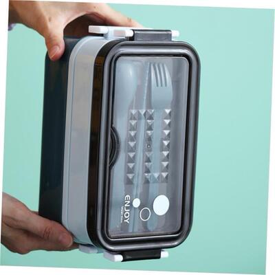 Double layered lunch box, microwave oven, student lunchbox