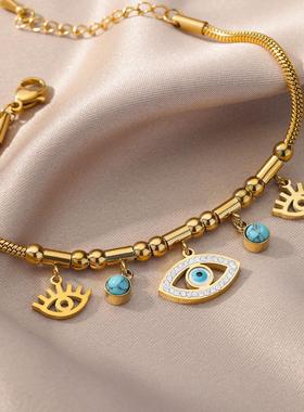 Vintage Stainless Steel Bracelet for Women Evil Eye Love