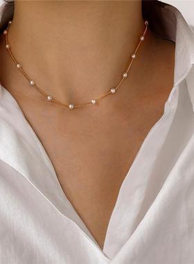 Fashion pearl clavicle chain inlaid Pearl Choker Necklace