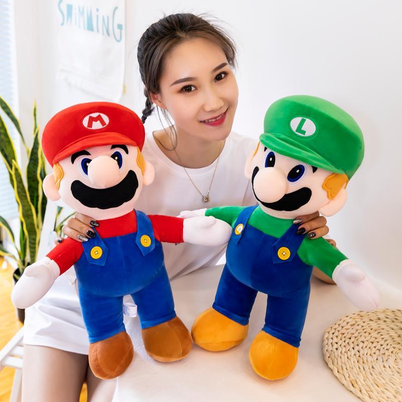 2PCS Super Mario Bros Plush Doll Mario Luigi Toy Soft Stuff