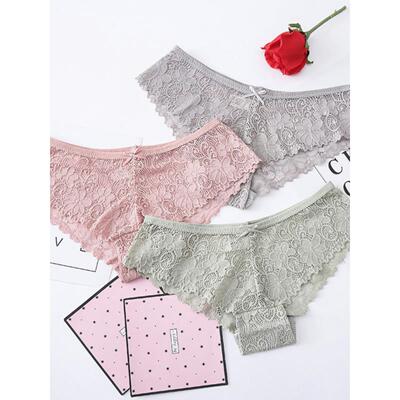 3 Pcs Panties Woman Underwear Sexy Lace Soft Lingerie 无痕裤