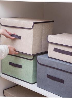 Cotton Linen Storage Box Organizer Home Clothes Luggage Bag