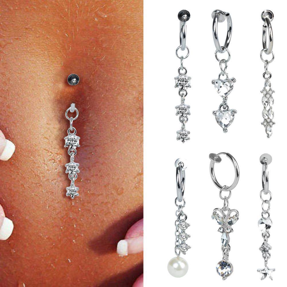 Heart Fake Belly Button Ring Fake Belly Piercing Butterfly