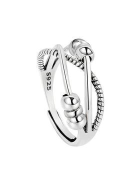 Argent Sterling Silver 925 Bague Anti Sress Womens Rings Fid