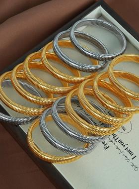 10mm European and American retro striped elastic ring brlet