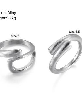 Open ring girl复古夸张交错几何关节戒指ins风 朋克开口指环女