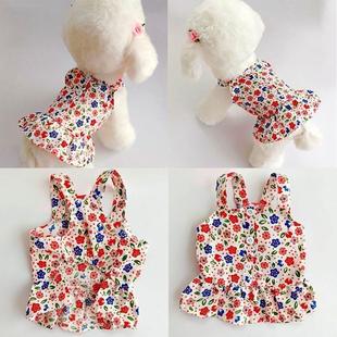 Summer Dog Clothes Cute Floral Sling Dress Thin Skirt Sunscr