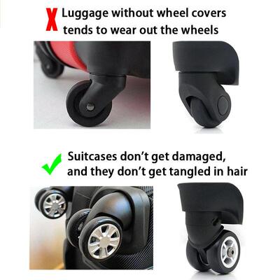 8pcs Silicone Luggage Wheels vers Silent Luggage Wheel Prote