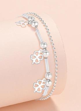 925 Sterling Silver Butterfly Cross Charms Bracelet For